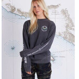 Salty Crew Blue Crabber Boyfriend Crew Sweatshirt Faded Black Small